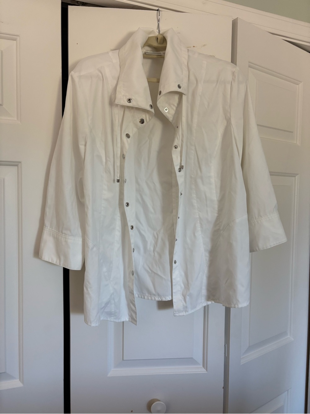 Chico's White Snap-Front Trench Coat